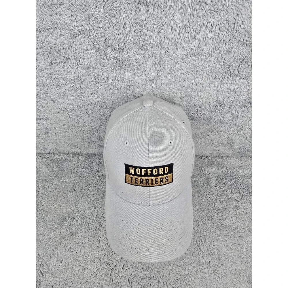 ​Adidas Wofford Terriers FlexFit Fitted Cap Hat Gray Black Gold Mens Size S/M